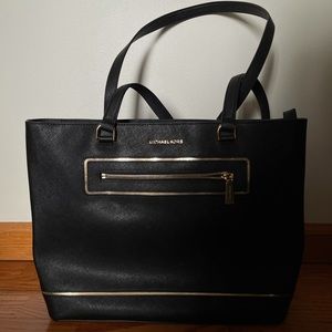 Michael Kors 3 Section Black Shoulder Tote Bag